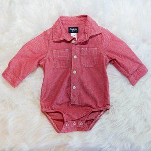 🛍OshKosh Red long sleeve with collar onesie